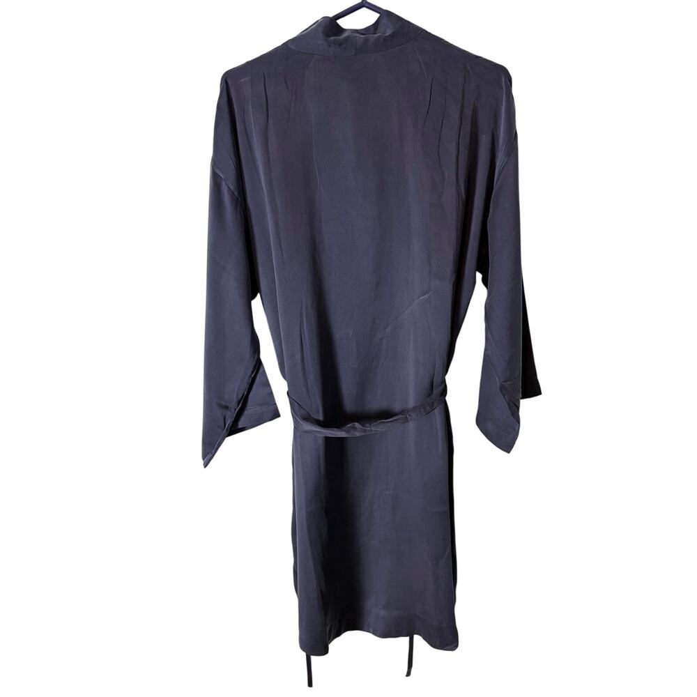 NWT Quince 100% Washable Silk Robe M Indigo Blue Kimono Belted Luxury Lounge - Picture 8 of 11